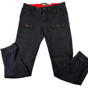 Kayden K Jogger Pants Mens 34 Black Cargo Streetwear Slim Fit Elastic Cuffs